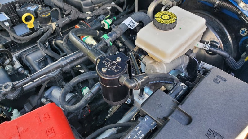 J&L 21-21.5 Ford Bronco 2.3L Ecoboost Passenger Side 3.0 Oil Separator - Black Anodized-Oil Separators-Grocery Getter Performance