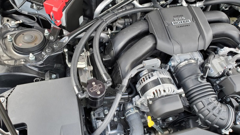 J&L 22-25 Subaru BRZ/GR86 2.4L Passenger Side Oil Separator 3.0 - Black Anodized-Oil Separators-Grocery Getter Performance