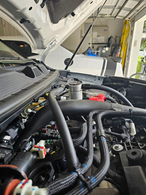 J&L 23-25 Ford Ecoboost 2.0 Oil Separator PCV Side - Clear Anodized-Oil Separators-Grocery Getter Performance