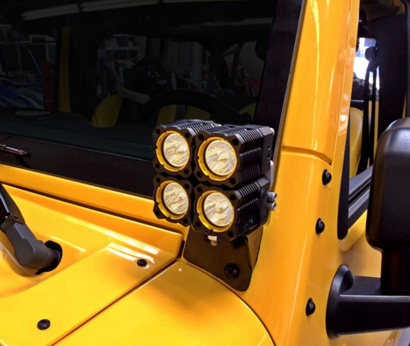 KC HiLiTES 07-18 Jeep JK A-Pillar Windshield Light Mount Bracket Set (Pair) - Black-Light Mounts-Grocery Getter Performance