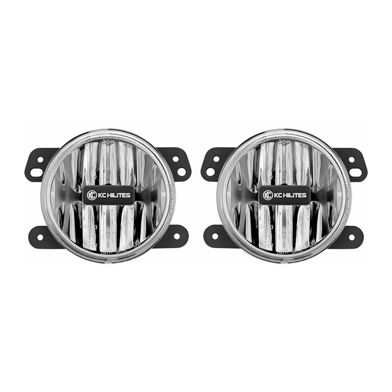 KC HiLiTES 10-18 Jeep JK 4in. Gravity G4 LED Light 10w SAE/ECE Clear Fog Beam (Pair Pack System)-Fog Lights-Grocery Getter Performance