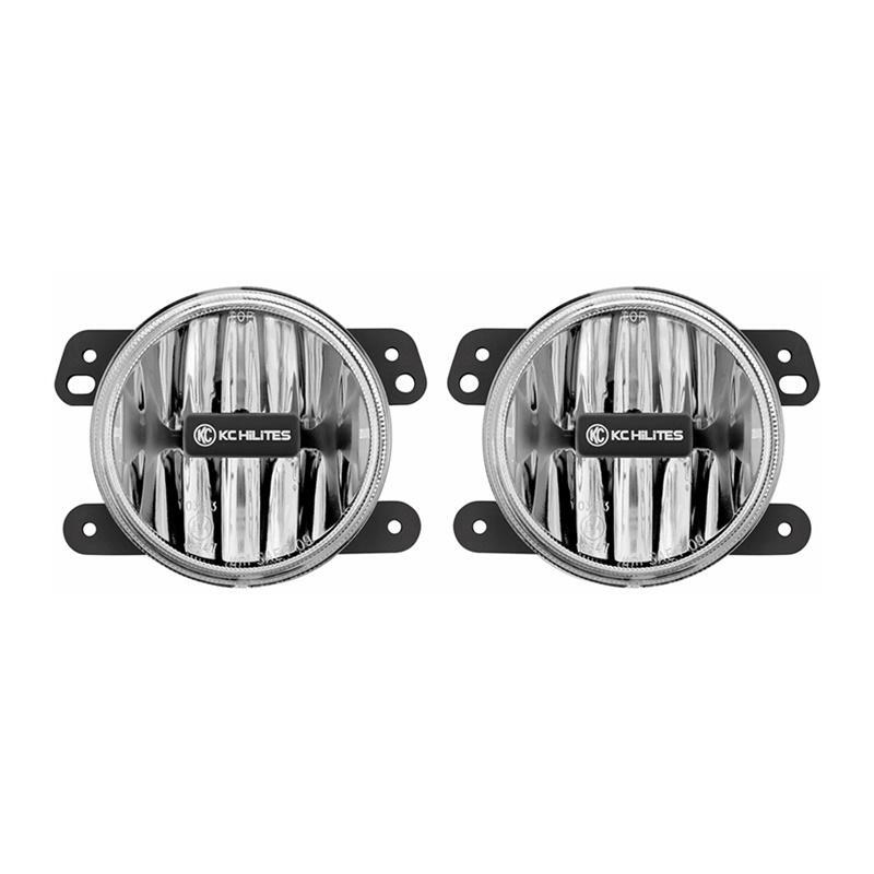 KC HiLiTES 10-18 Jeep JK 4in. Gravity G4 LED Light 10w SAE/ECE Clear Fog Beam (Pair Pack System)-Fog Lights-Grocery Getter Performance
