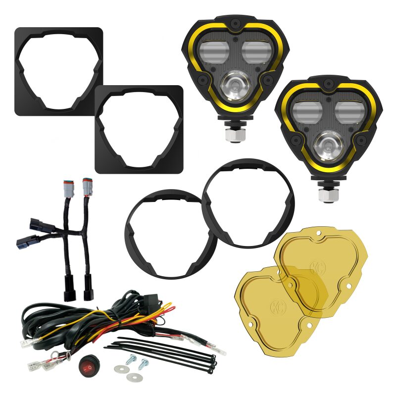 KC HiLiTES FLEX ERA 3 Dual Mode SAE Fog Lights - 2-Light Master Kit for Jeep Aftermarket Bumpers-Light Bars & Cubes-Grocery Getter Performance