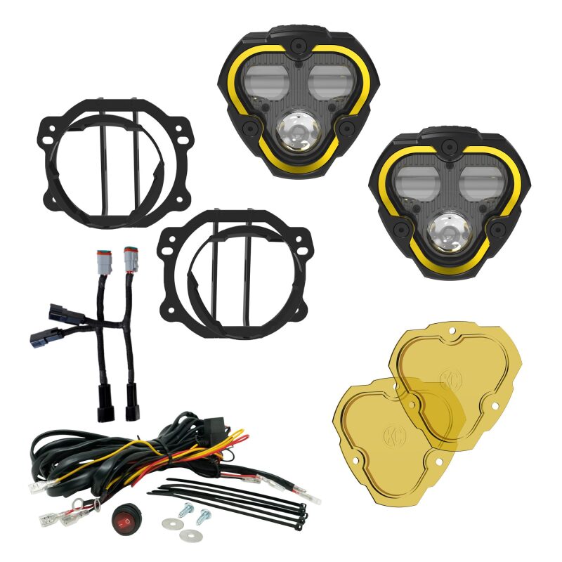KC HiLiTES FLEX ERA 3 Dual Mode SAE Fog Lights - 2-Light Master Kit for Jeep JK/JL/JT Plastic Bumper-Light Bars & Cubes-Grocery Getter Performance