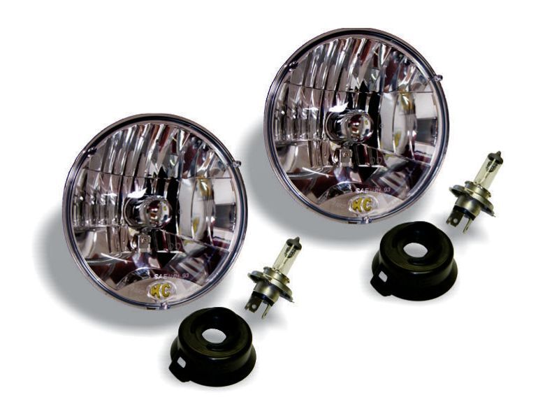 KC HiLiTES Universal/97-06 Jeep TJ 7in. Halogen H4 DOT Headlight 55/60w Lexan (Pair Pack System)-Headlights-Grocery Getter Performance