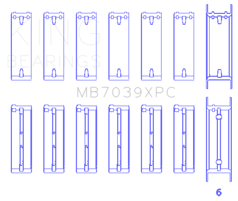King BMW M20/M50 2.0L/2.5L/2.7L Crankshaft Main Bearings Set (Size .025) - 7 Pairs Coated-Bearings-Grocery Getter Performance