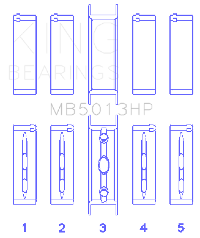 King Engine Bearings Chevy LS1/LS2/LS4/LS6 Performance Main Bearing Set - Size 010X-Bearings-Grocery Getter Performance