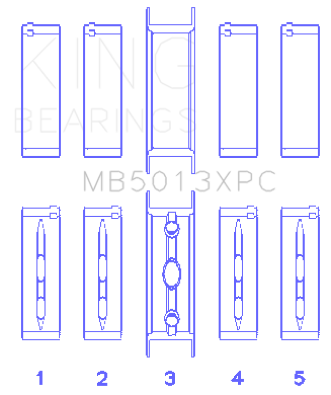King Engine Bearings Chevy LS1/LS2/LS6 Performance Main Bearing Set w/ pMaxKote - Size STD-Bearings-Grocery Getter Performance