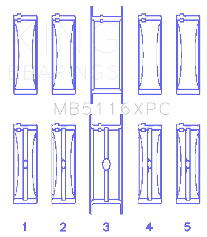 King Engine Bearings Chrysler 426CI / 440CI V8 OHV Coated Performance Main Bearing Set-Bearings-Grocery Getter Performance