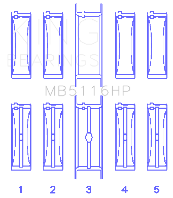 King Engine Bearings Chrysler 426CI/440CI V8 OHV1 (STD Size) Crankshaft Main Bearing Set-Bearings-Grocery Getter Performance