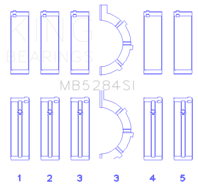 King Engine Bearings Chrysler/Jeep 287Ci 4.7L (Size +0.25mm) Main Bearing Set-Bearings-Grocery Getter Performance