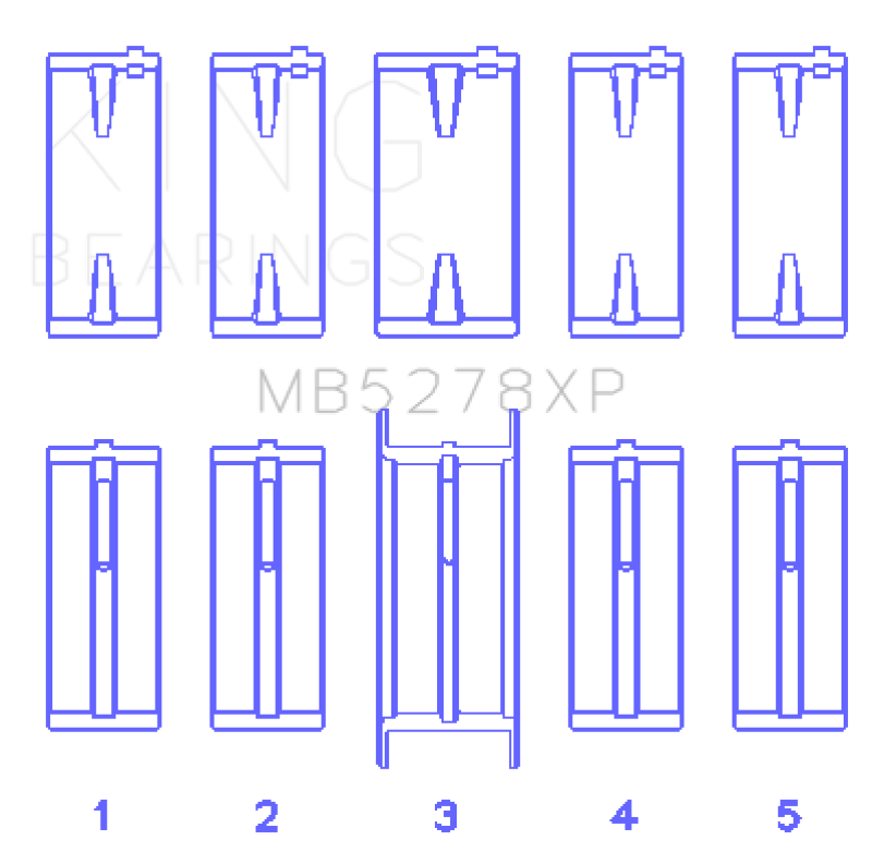 King Engine Bearings Ford 140ci 2.3L L4 (Size .026) Crankshaft Main Bearings (Set of 5)-Bearings-Grocery Getter Performance