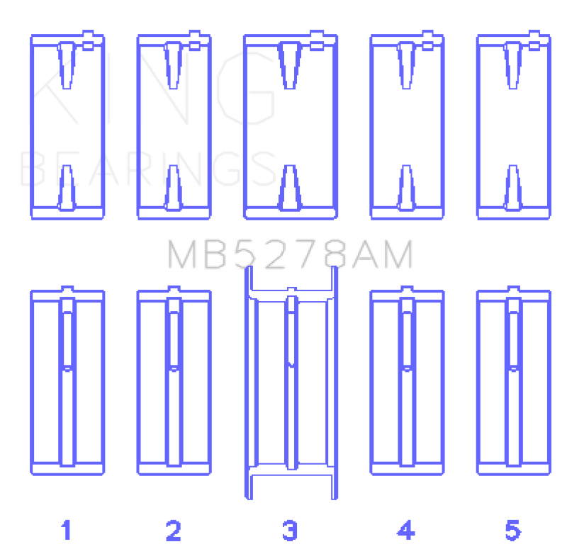King Engine Bearings Ford 140Ci /2.3Liter/L4 (Size +0.50mm) Main Bearing Set-Bearings-Grocery Getter Performance