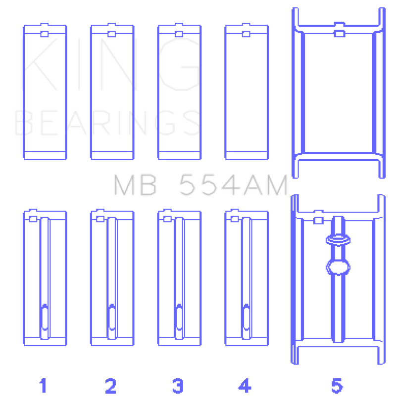 King Engine Bearings GM 265/283/302/327 8 Cyl (0.50 Oversized) Main Bearing Set-Bearings-Grocery Getter Performance
