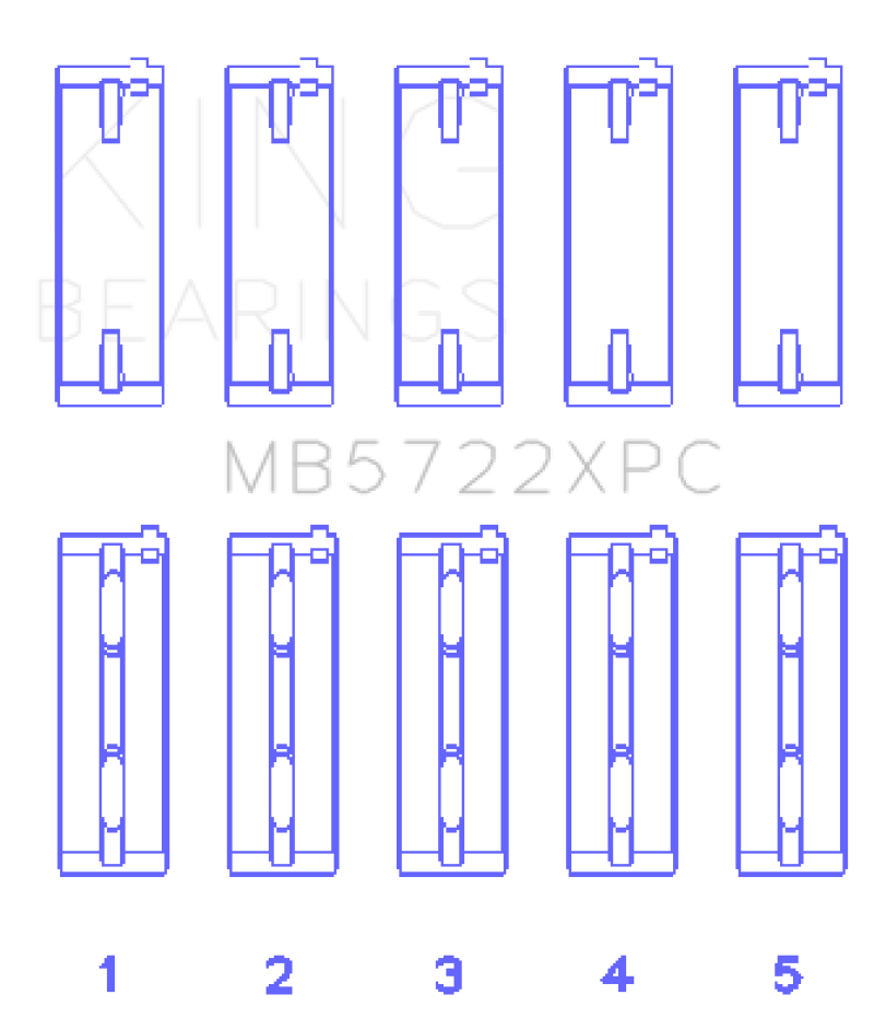 King Engine Bearings Mitsubishi 4B11T EVO X 2007+ (Size 0.5) Coated Performance Main Bearing Set-Bearings-Grocery Getter Performance
