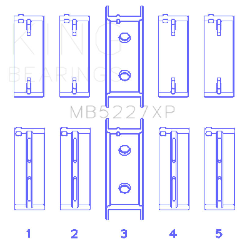 King Engine Bearings Mitsubishi 4G63/4G64 (Size .026) Crankshaft Main Bearings (Set of 5)-Bearings-Grocery Getter Performance
