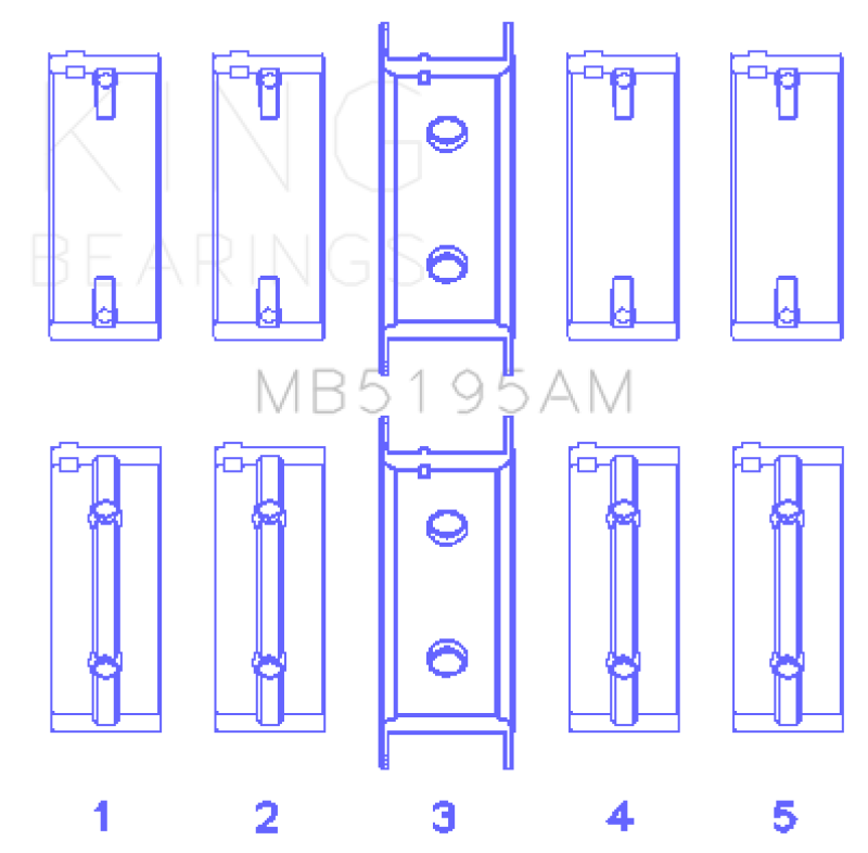 King Engine Bearings Mitsubishi G25B/4G54/4G53 (Size +0.50mm) Main Bearing Set-Bearings-Grocery Getter Performance