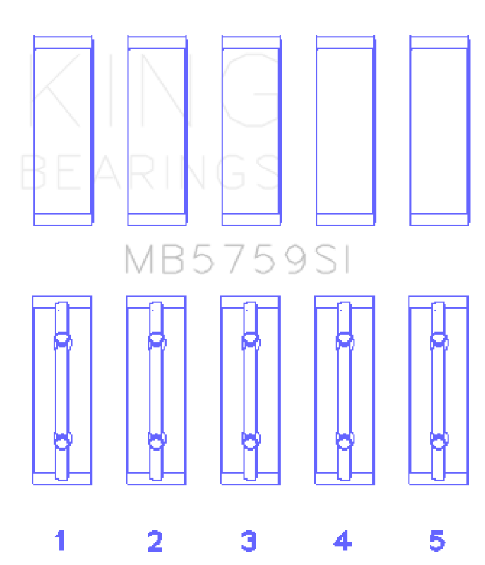 King Engine Bearings Toyota Scion XA/XB 1NZFE (Size STD) Bi-Metal Silicon Aluminum Main Bearing Set-Bearings-Grocery Getter Performance