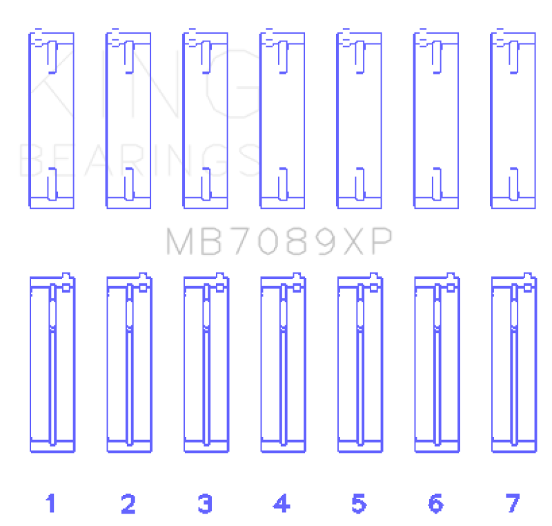 King Engine Bearings Volkswagen VR6 2.8L (Size .026) Crankshaft Main Bearings (Set of 7)-Bearings-Grocery Getter Performance