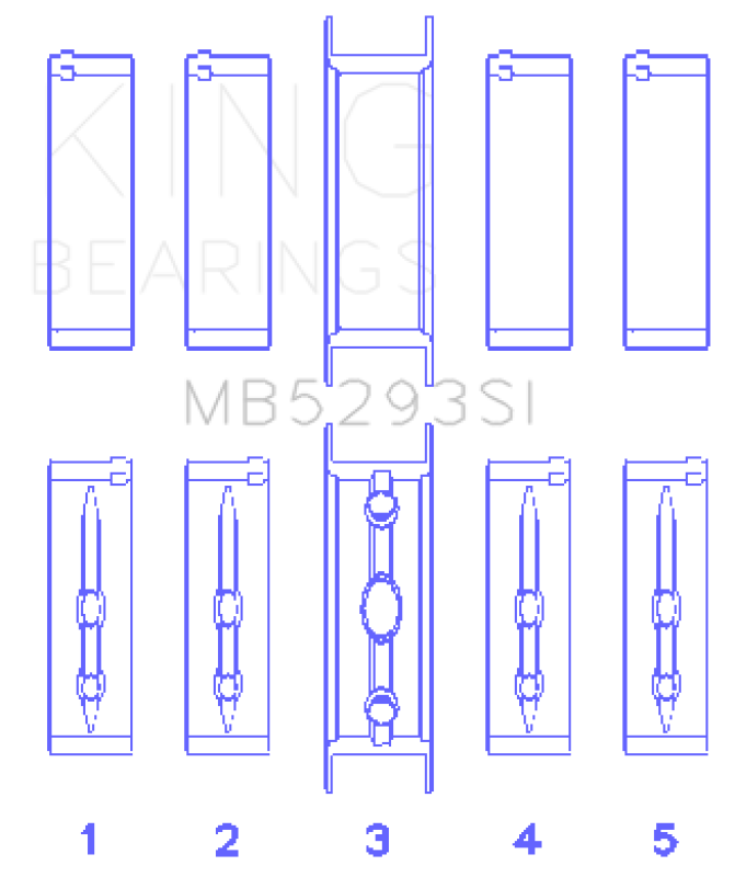 King GM 294/325/345/364CI 4.8/5.3/5.7/6.0L L20/LS1/LS2/LS4/LS6 (Size 040) Main Bearing Set-Bearings-Grocery Getter Performance