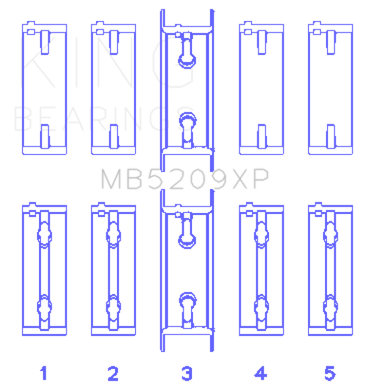 King Mitsubishi 4G63/4G64 7 Bolt 2nd Gen DSM and EVO I-IV (Size 0.25mm) Performance Main Bearing Set-Bearings-Grocery Getter Performance