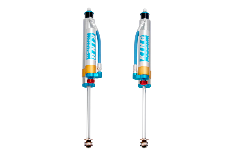 King Shocks 07-18 Jeep Wrangler JK Front 2.5 Dia Piggy Hose Res Shock 0-2in Lift w/Adjuster (Pair)-Shocks and Struts-Grocery Getter Performance