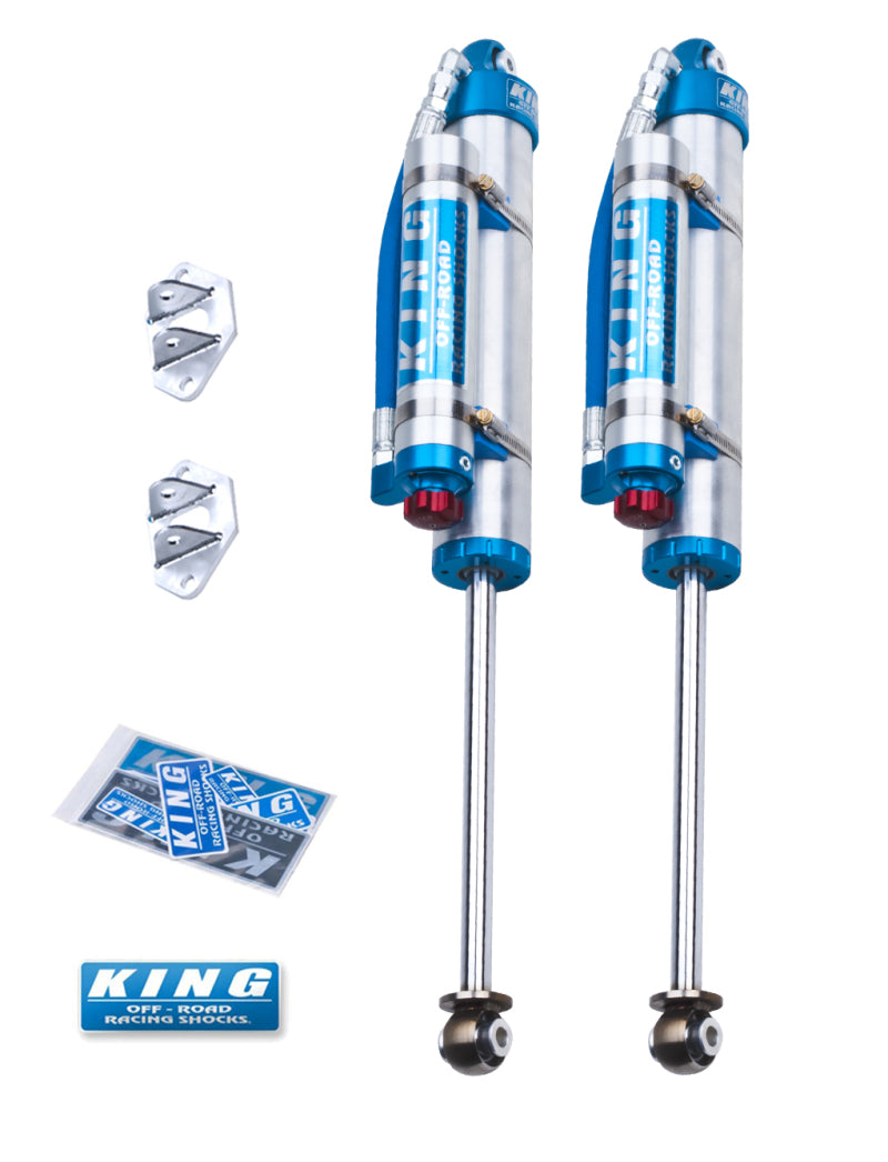 King Shocks 07-18 Jeep Wrangler JK Rear 2.5 Dia Piggy Hose Res Shocks 0-2in Lift w/Adjuster (Pair)-Shocks and Struts-Grocery Getter Performance