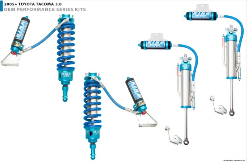 King Shocks 2005+ Toyota Tacoma (6 Lug) Front Stg 3 Kit 3.0 Dia Res Coilover w/Adj/Int Bypass (Pair)-Coilovers-Grocery Getter Performance