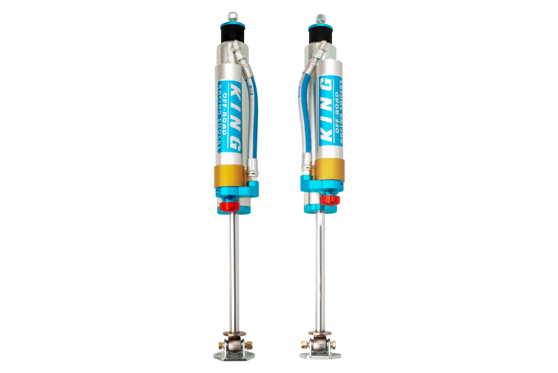 King Shocks 97-06 Jeep Wrangler TJ Front 2.5 Dia Piggy Hose Res Shock 6in Lift w/Adjuster (Pair)-Shocks and Struts-Grocery Getter Performance