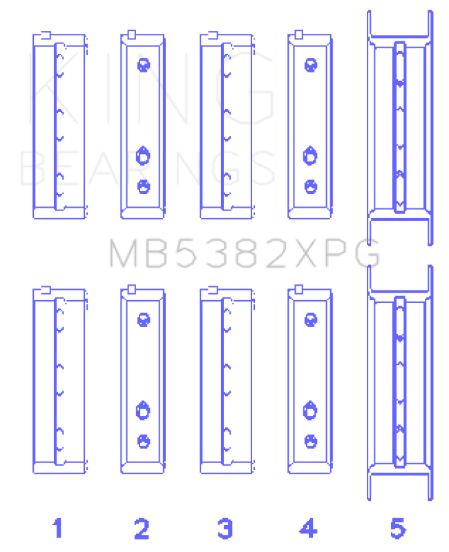 King Subaru EJ20/EJ22/EJ25 (For Thrust in #5 Position) Tri-Metal Perf Main Bearing Set - Size +0.5mm-Bearings-Grocery Getter Performance