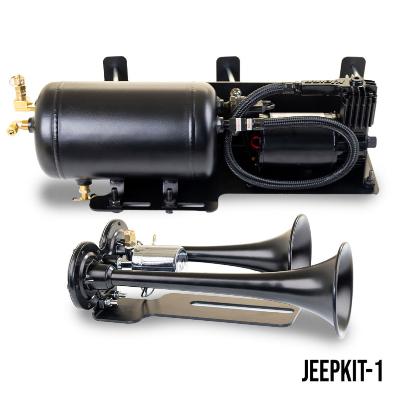Kleinn 07-18 Jeep Wrangler JK/ JKU Onboard Air System w/ Model 101 Horns-Horns-Grocery Getter Performance