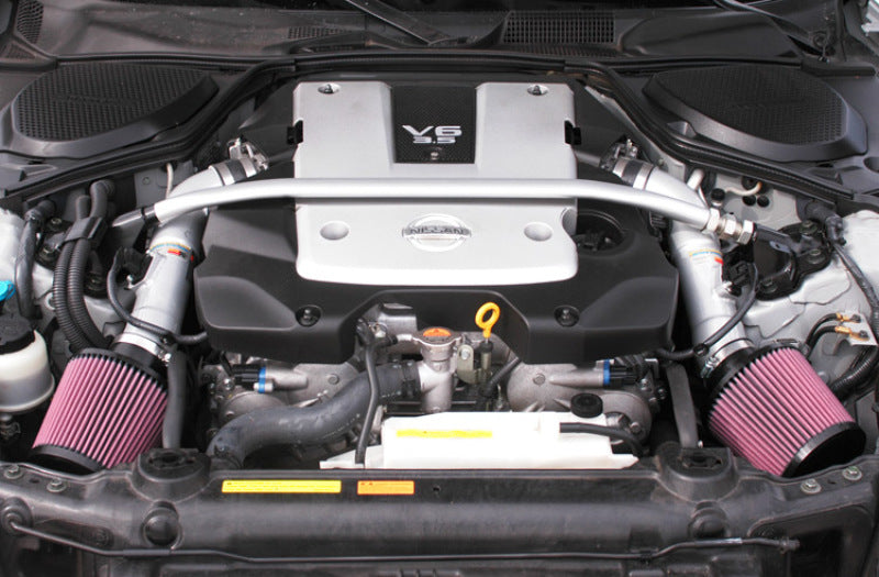 K&N 07-08 350z Dual Silver Typhoon Short Ram Intake-Cold Air Intakes-Grocery Getter Performance