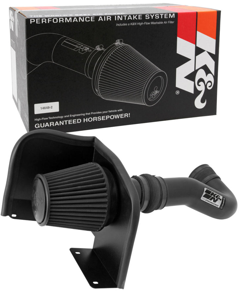 K&N 07-08 Chevy Silverado 1500 4.8L/5.3L V8 / 07-08 GMC Yukon 4.8L/5.3L V8 Black Perf Intake Kit-Cold Air Intakes-Grocery Getter Performance
