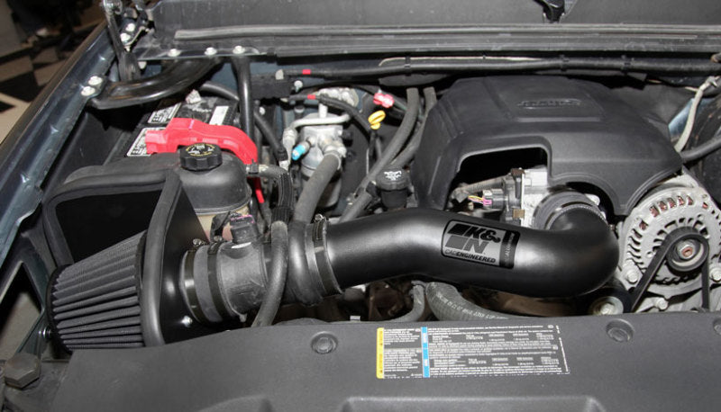 K&N 07-08 Chevy Silverado 1500 4.8L/5.3L V8 / 07-08 GMC Yukon 4.8L/5.3L V8 Black Perf Intake Kit-Cold Air Intakes-Grocery Getter Performance