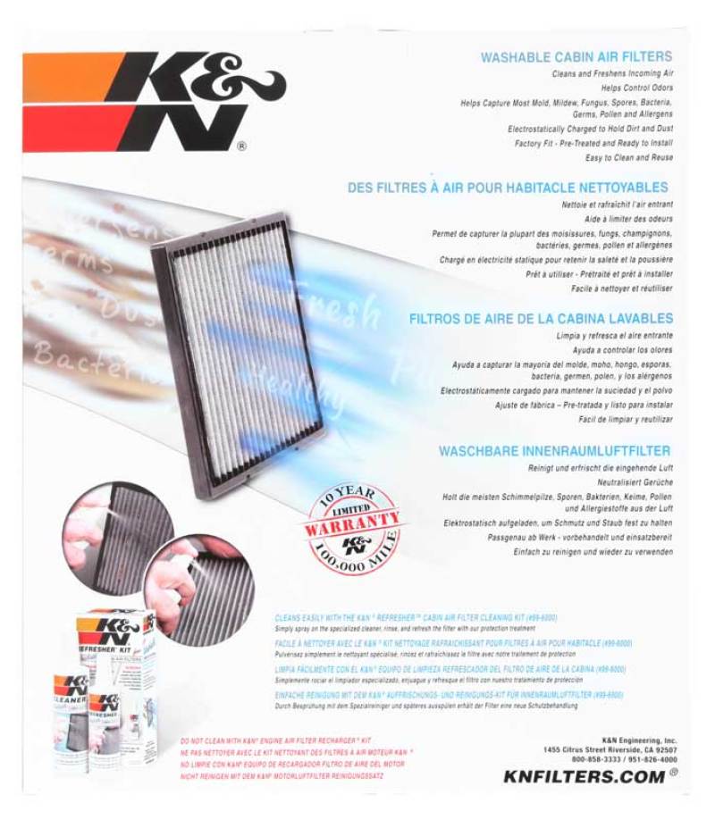 K&N 11-16 Jeep Grand Cherokee / 11-16 Dodge Durango Cabin Air Filter-Cabin Air Filters-Grocery Getter Performance