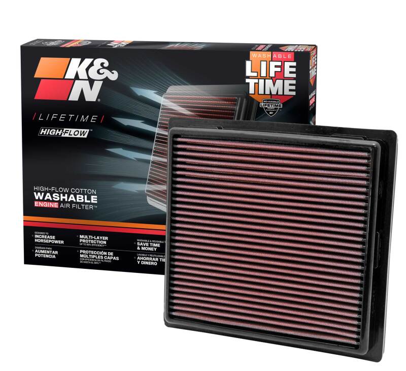 K&N 11 Jeep Grand Cherokee / 11 Dodge Durango Replacement Panel Air Filter-Air Filters - Drop In-Grocery Getter Performance