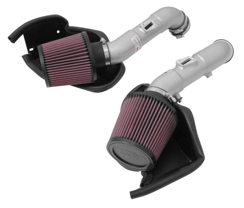 K&N 14-15 Infiniti Q50 3.7L V6 Dual Silver Typhoon Short Ram Intakes-Cold Air Intakes-Grocery Getter Performance