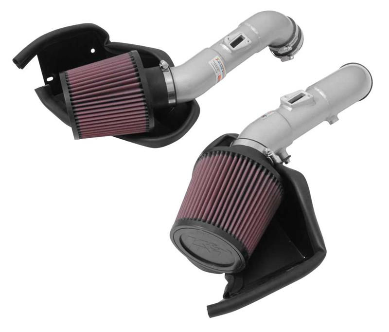 K&N 14-15 Infiniti Q50 3.7L V6 Dual Silver Typhoon Short Ram Intakes-Cold Air Intakes-Grocery Getter Performance