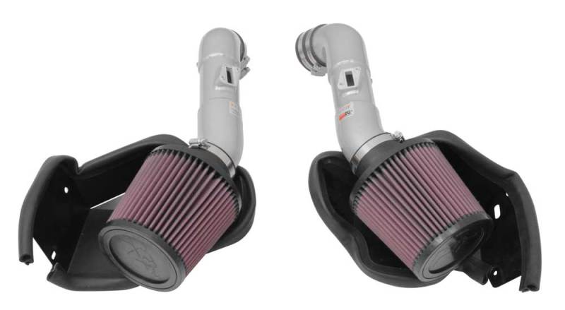 K&N 14-15 Infiniti Q50 3.7L V6 Dual Silver Typhoon Short Ram Intakes-Cold Air Intakes-Grocery Getter Performance