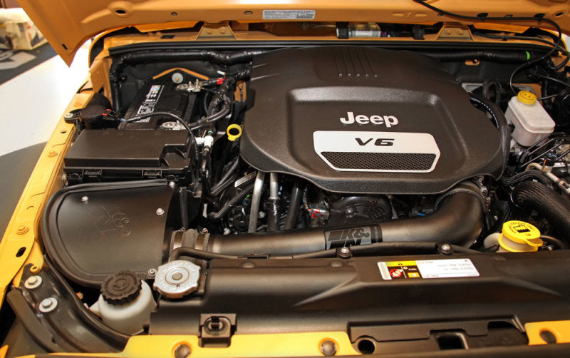 K&N 71 Series Performance Intake Kit for 12-18 Jeep Wrangler 3.6L V6 (12-15 CARB Approved)-Cold Air Intakes-Grocery Getter Performance
