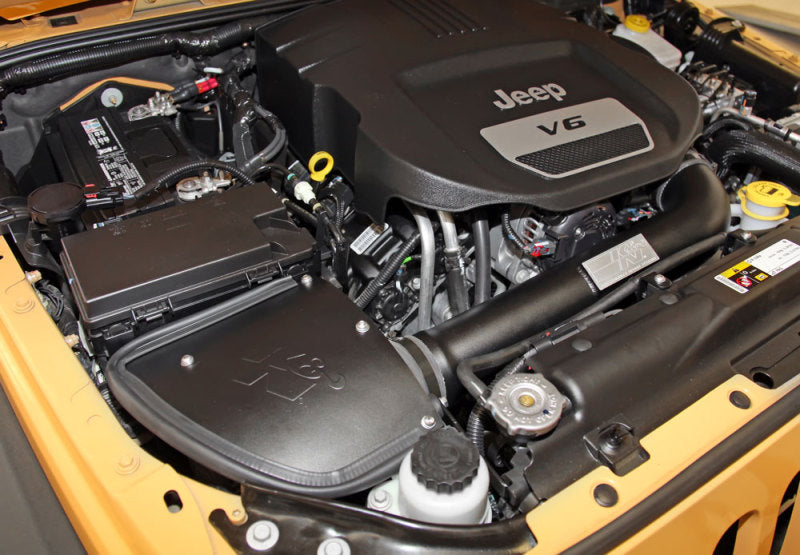 K&N 71 Series Performance Intake Kit for 12-18 Jeep Wrangler 3.6L V6 (12-15 CARB Approved)-Cold Air Intakes-Grocery Getter Performance