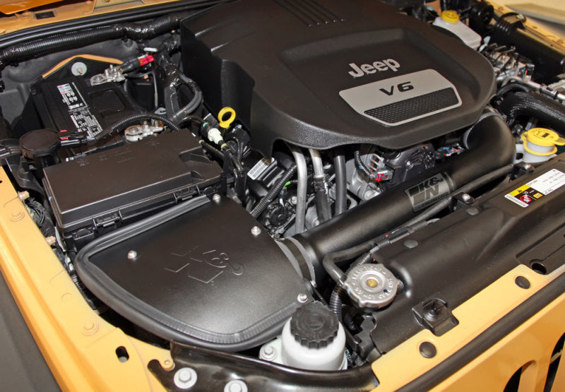 K&N 71 Series Performance Intake Kit for 12-18 Jeep Wrangler 3.6L V6 (12-15 CARB Approved)-Cold Air Intakes-Grocery Getter Performance