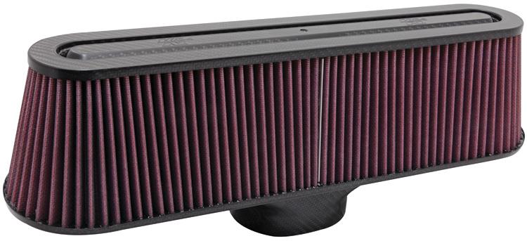 K&N Air Filter with Carbon Fiber Top and Base-Air Filters - Universal Fit-Grocery Getter Performance