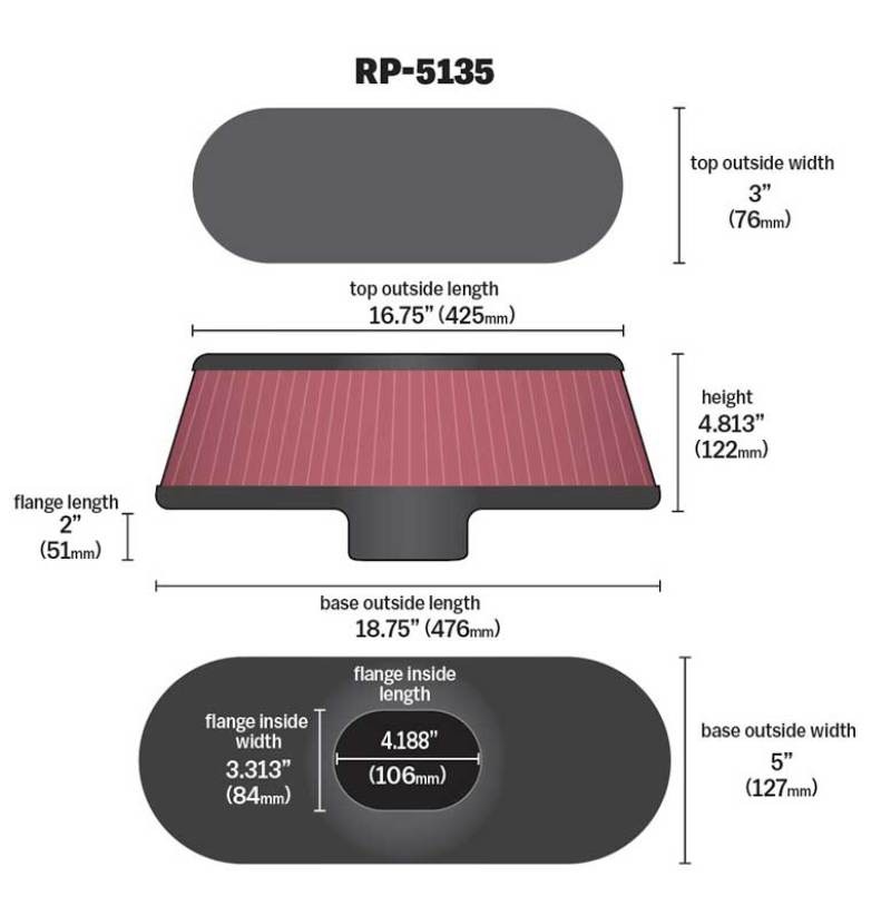 K&N Air Filter with Carbon Fiber Top and Base-Air Filters - Universal Fit-Grocery Getter Performance