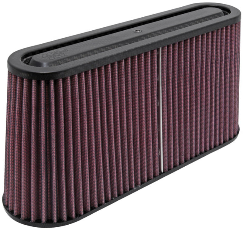 K&N Filter Univ Air Filter Carbon Fiber Top/Base Oval FLG 12x3-1/2in B / 11x2-1/2in T / 5-3/4in H-Air Filters - Universal Fit-Grocery Getter Performance