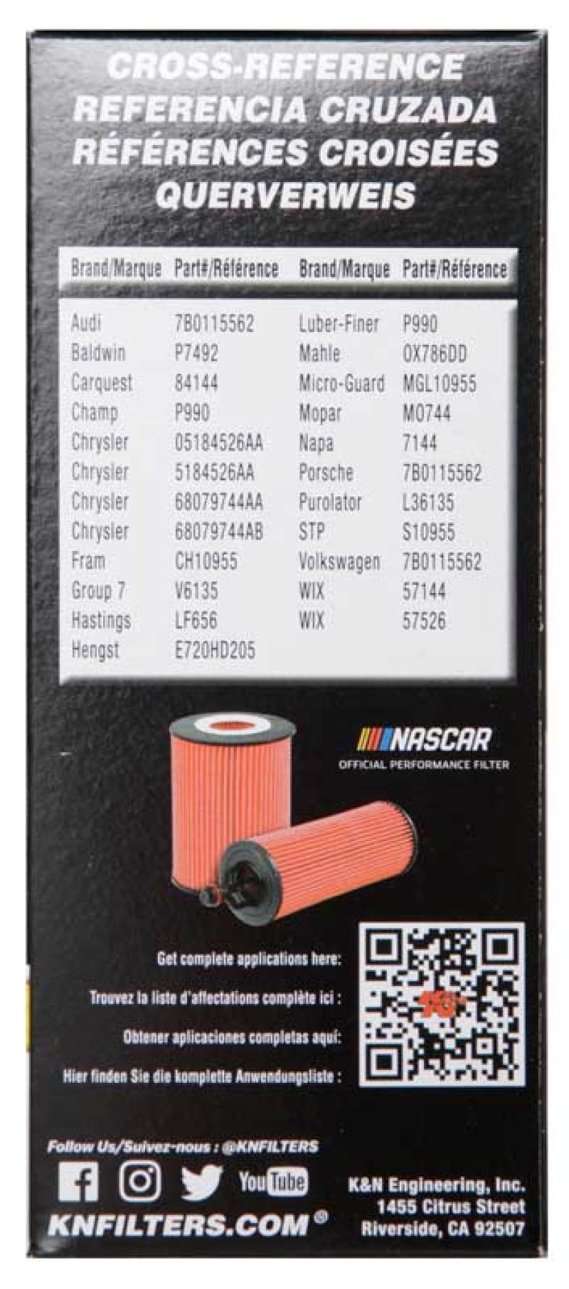 K&N Performance Oil Filter for 11-13 Chrysler 200/300 3.6L / 11-13 Dodge Durango 3.6L-Oil Filters-Grocery Getter Performance