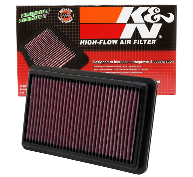 K&N Replacement Air Filter 10.188in O/S Length x 6.375in O/S Width x 1.063in H for 12 Honda Civic Si-Air Filters - Drop In-Grocery Getter Performance