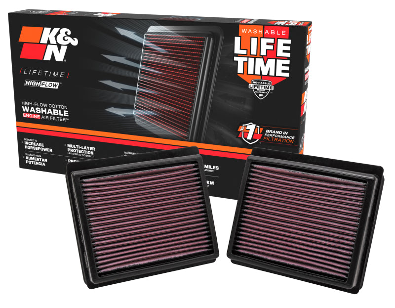 K&N Replacement Air Filter INFINITI M35 3.5L V6; 09-10 (2 PER BOX)-Air Filters - Drop In-Grocery Getter Performance