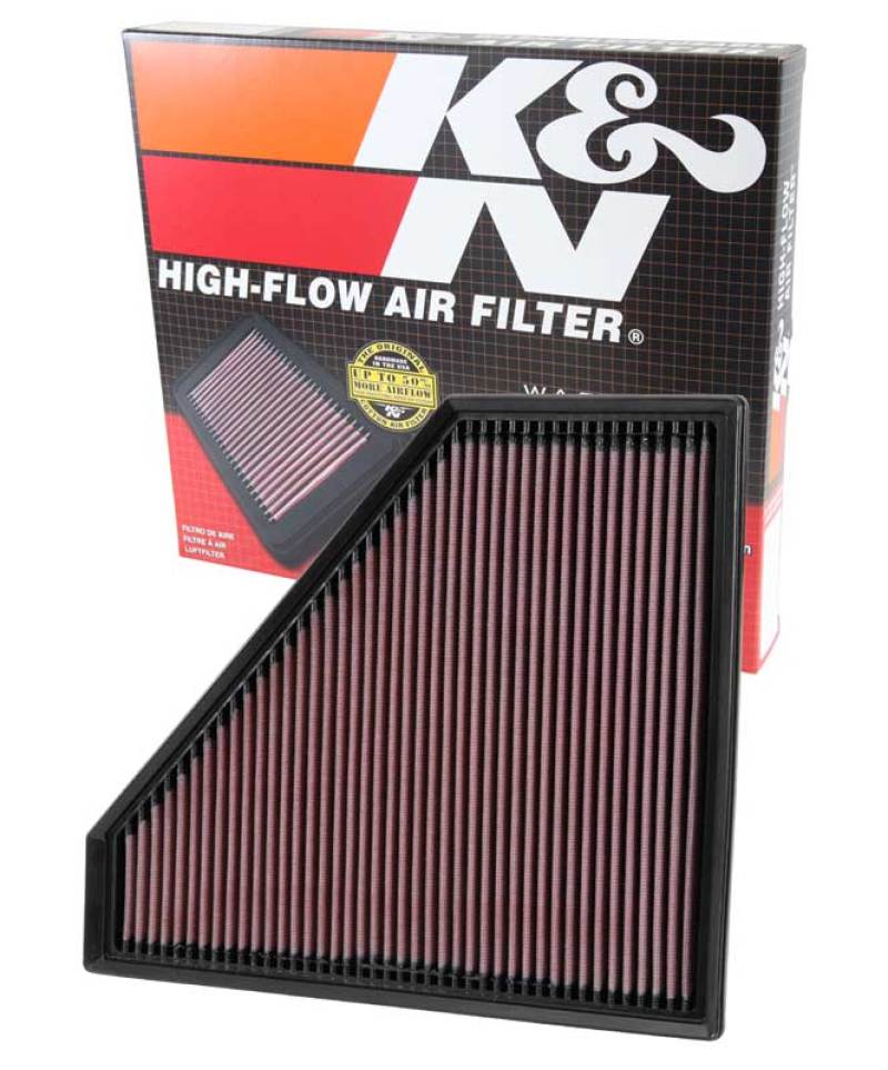 K&N Replacement Panel Air Filter 12.313in OS L x 10.313in OS W x 1.188in H for 13-14 Cadillac ATS-Air Filters - Drop In-Grocery Getter Performance