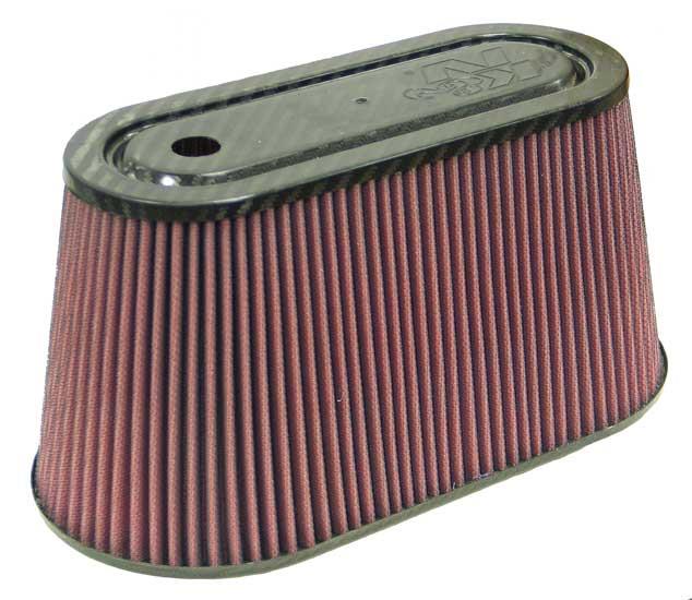 K&N Universal Air Filter with Carbon Fiber Top & Base-6in Base O/S W x 3.938in Top O/S W x 6in H-Air Filters - Universal Fit-Grocery Getter Performance